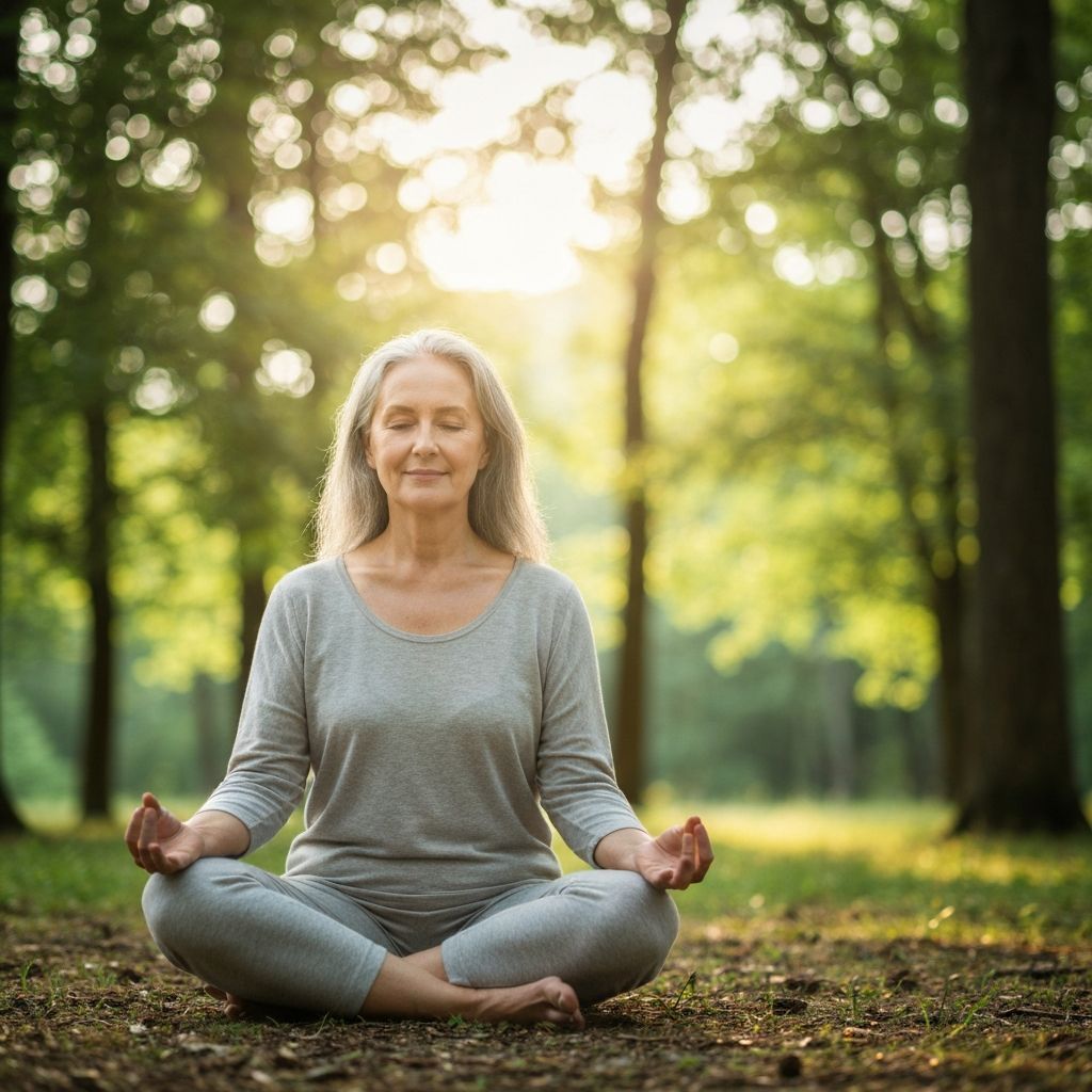 Person meditating peacefully in nature