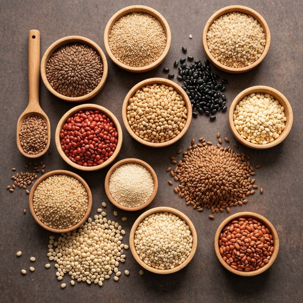Whole grains and legumes display